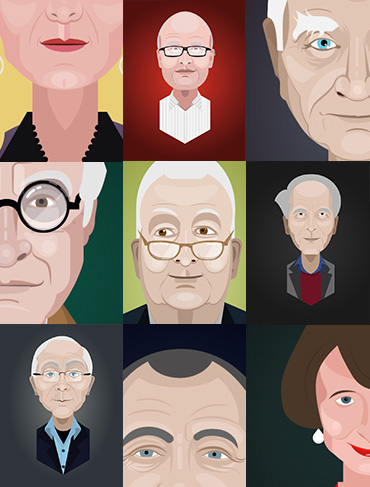 portraits de philosophes et sociologues pour Millénaire 3